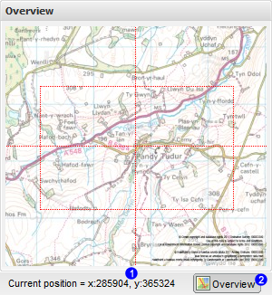 Screenshhot of overview window and position coordinates